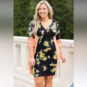 Chic soul black orange dress